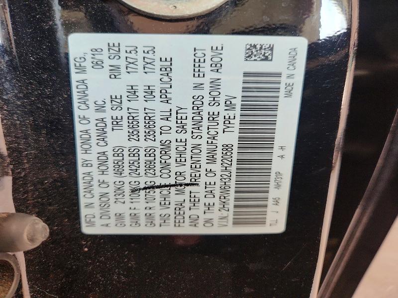 61779506 :رقم المزاد ، 2HKRW6H32JH220588 vin ، 2018 Honda Cr-v مزاد بيع