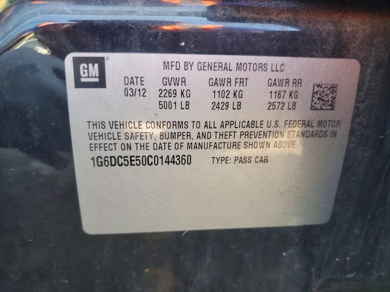 Aukcja sprzedaży 2012 Cadillac Cts, vin: 1G6DC5E50C0144360, numer aukcji: 60924936