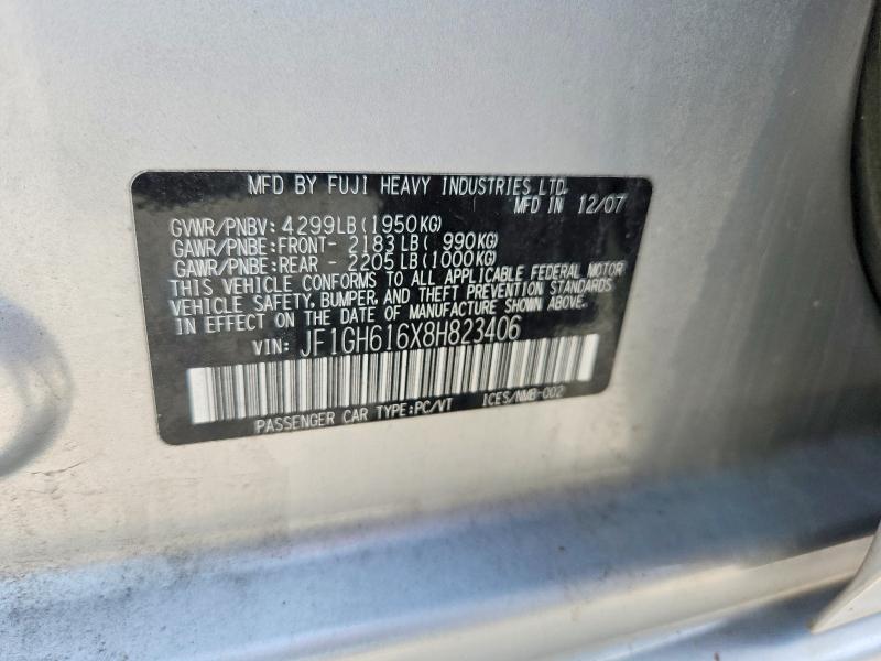 Продаж на аукціоні авто 2008 Subaru Impreza, vin: JF1GH616X8H823406, номер лоту: 59786596