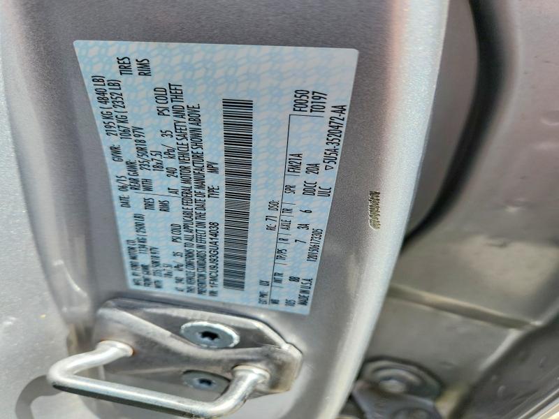 59331516 :رقم المزاد ، 1FMCU9J93GUA14038 vin ، 2016 Ford Escape مزاد بيع