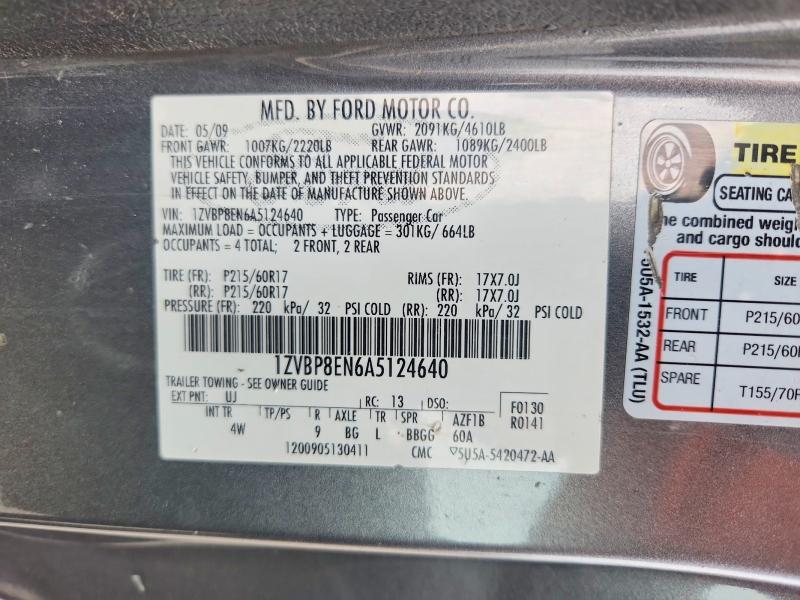 Продаж на аукціоні авто 2010 Ford Mustang, vin: 1ZVBP8EN6A5124640, номер лоту: 61802256
