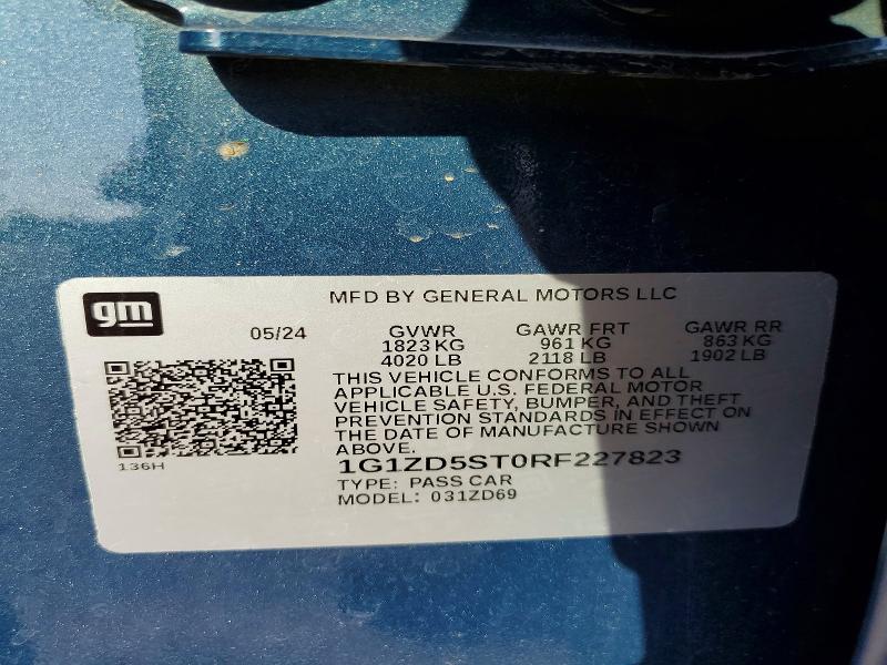 Aukcja sprzedaży 2024 Chevrolet Malibu, vin: 1G1ZD5ST0RF227823, numer aukcji: 59284096