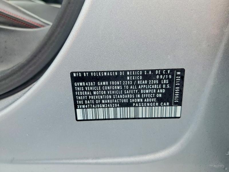 2016 Volkswagen Jetta მანქანა იყიდება აუქციონზე, vin: 3VW4T7AJ9GM245294, აუქციონის ნომერი: 59028186