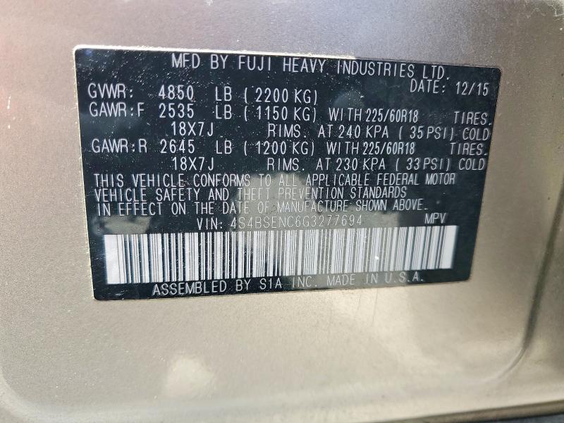 62318566 :رقم المزاد ، 4S4BSENC6G3277694 vin ، 2016 Subaru Outback مزاد بيع