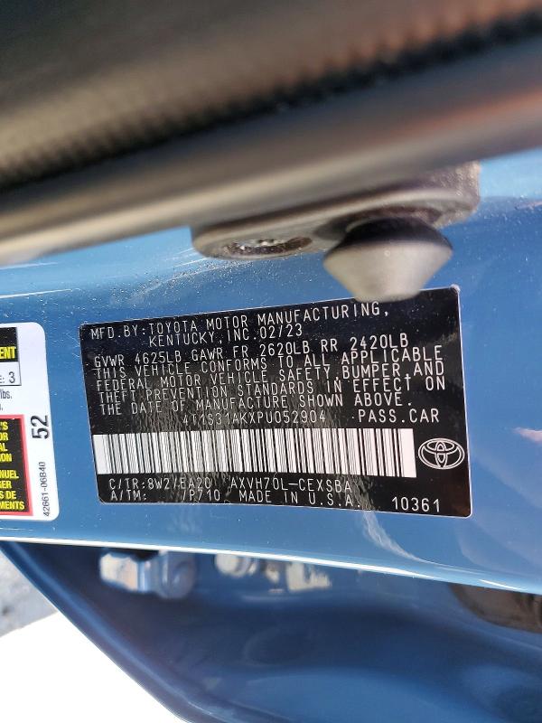 63170386 :رقم المزاد ، 4T1S31AKXPU052904 vin ، 2023 Toyota Camry Hybrid مزاد بيع