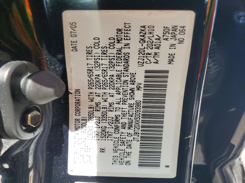 Aukcja sprzedaży 2005 Lexus Gx, vin: JTJBT20XX50093980, numer aukcji: 63363916