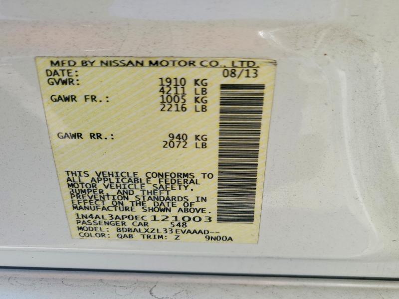 Продаж на аукціоні авто 2014 Nissan Altima, vin: 1N4AL3AP0EC121003, номер лоту: 59344426