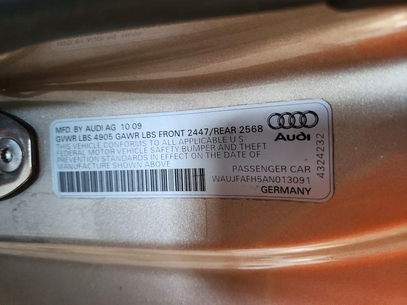 2010 Audi A5 მანქანა იყიდება აუქციონზე, vin: WAUJFAFH5AN013091, აუქციონის ნომერი: 59794236