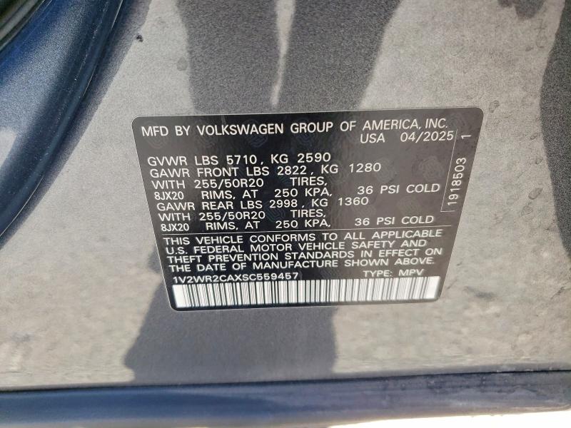 Aukcja sprzedaży 2025 Volkswagen Atlas, vin: 1V2WR2CAXSC559457, numer aukcji: 62582826