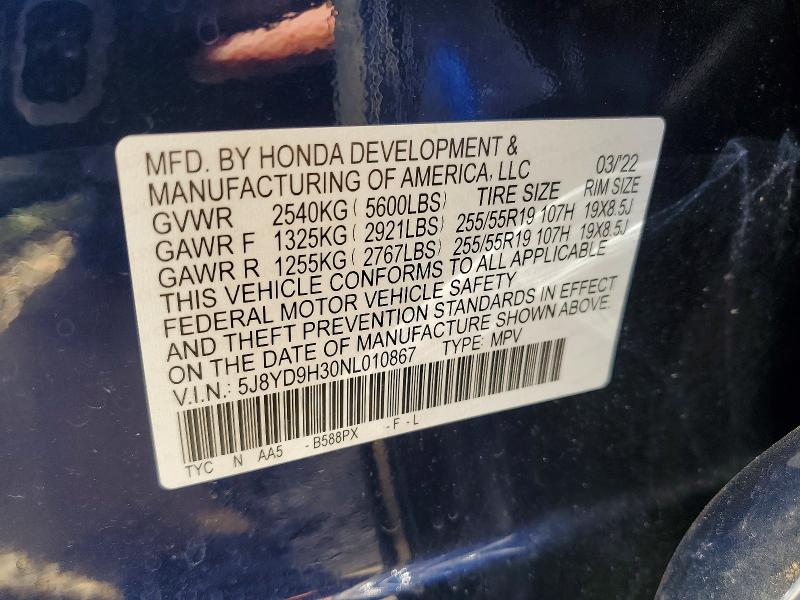 Продажа на аукционе авто 2022 Acura Mdx, vin: 5J8YD9H30NL010867, номер лота: 60517206