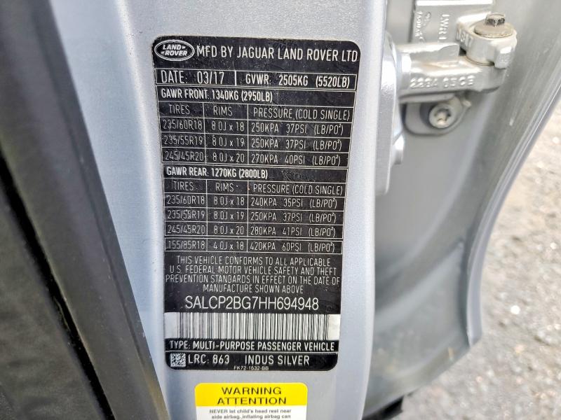 Продажа на аукционе авто 2017 Land Rover Discovery Sport, vin: SALCP2BG7HH694948, номер лота: 61049346