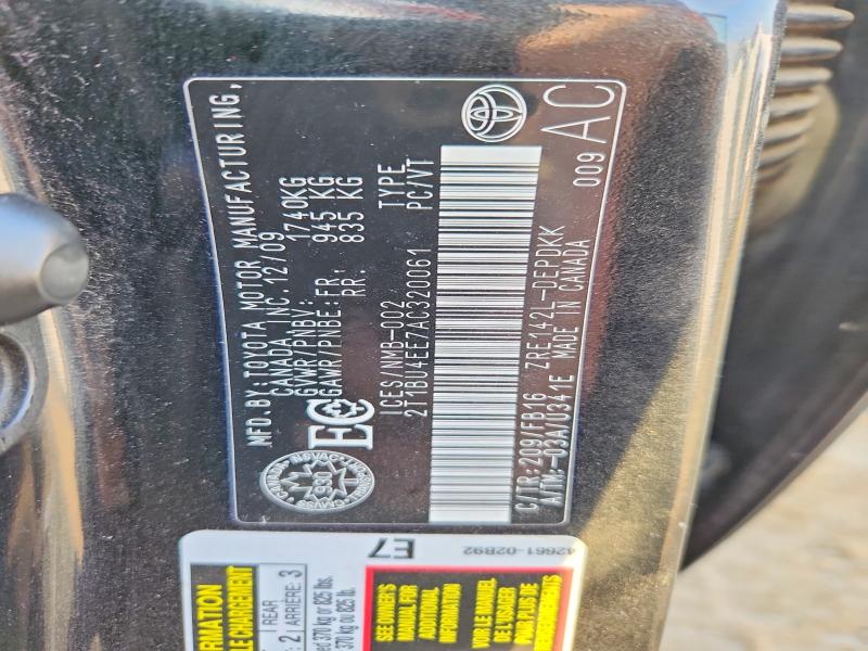 61737376 :رقم المزاد ، 2T1BU4EE7AC320061 vin ، 2010 Toyota Corolla مزاد بيع