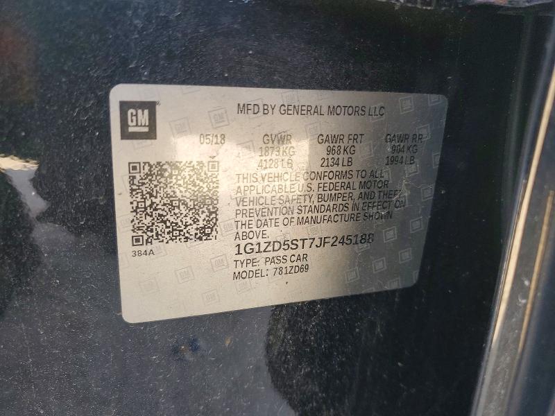 2018 Chevrolet Malibu მანქანა იყიდება აუქციონზე, vin: 1G1ZD5ST7JF245188, აუქციონის ნომერი: 61736146