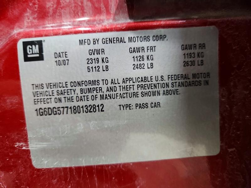 2008 Cadillac Cts მანქანა იყიდება აუქციონზე, vin: 1G6DG577180132812, აუქციონის ნომერი: 59660566