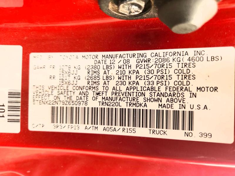 2009 Toyota Tacoma მანქანა იყიდება აუქციონზე, vin: 5TENX22N79Z650978, აუქციონის ნომერი: 60955176