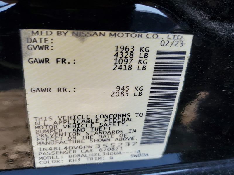 Продажа на аукционе авто 2023 Nissan Altima, vin: 1N4BL4DV6PN355237, номер лота: 59614556