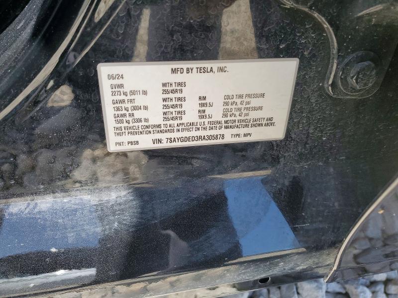 58290126 :رقم المزاد ، 7SAYGDED3RA305878 vin ، 2024 Tesla Model Y مزاد بيع