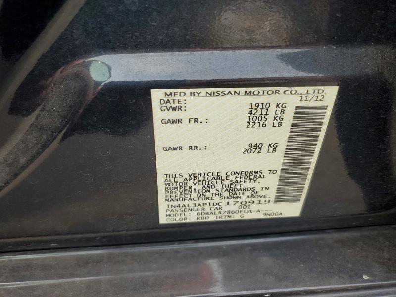 2013 Nissan Altima მანქანა იყიდება აუქციონზე, vin: 1N4AL3AP1DC170919, აუქციონის ნომერი: 61164166