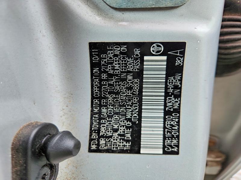 Aukcja sprzedaży 2011 Toyota Prius, vin: JTDKN3DU9B1448808, numer aukcji: 57035436
