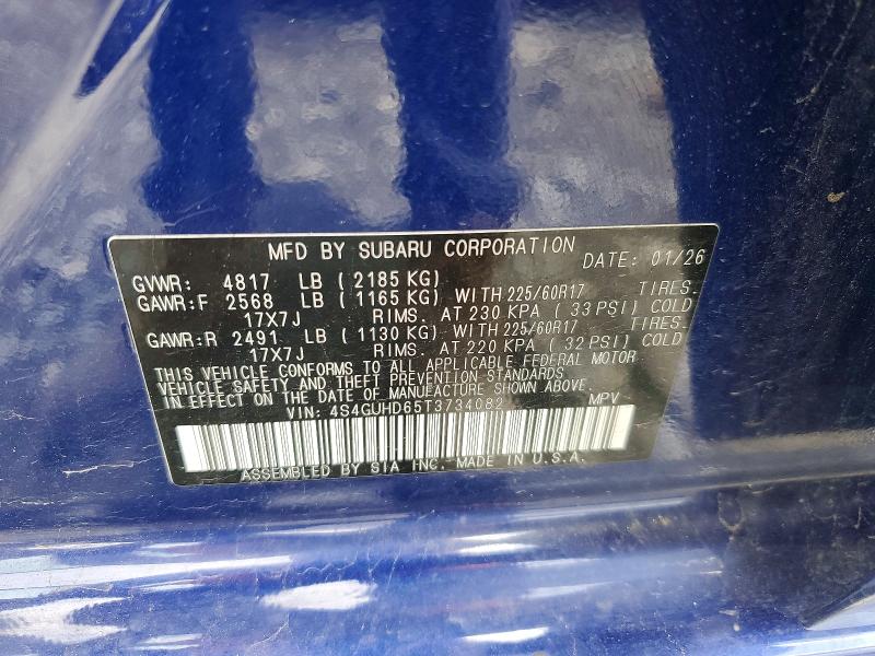 2026 Subaru Crosstrek მანქანა იყიდება აუქციონზე, vin: 4S4GUHD65T3734082, აუქციონის ნომერი: 60117056