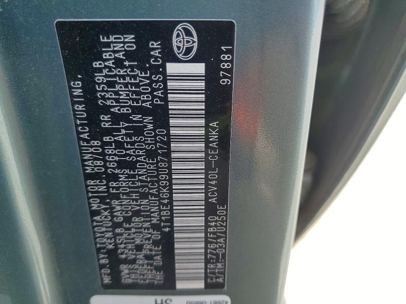 Aukcja sprzedaży 2009 Toyota Camry, vin: 4T1BE46K99U871720, numer aukcji: 62416906