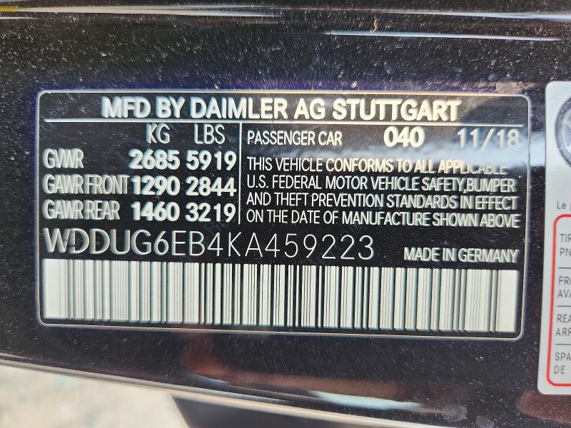 Aukcja sprzedaży 2019 Mercedes-benz S, vin: WDDUG6EB4KA459223, numer aukcji: 61345266