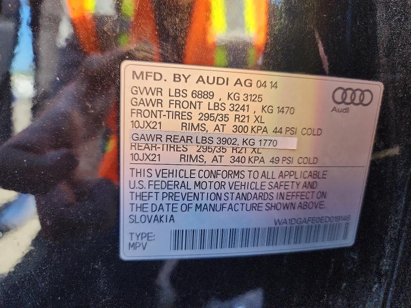 2014 Audi Q7 მანქანა იყიდება აუქციონზე, vin: WA1DGAFE0ED019146, აუქციონის ნომერი: 63010386