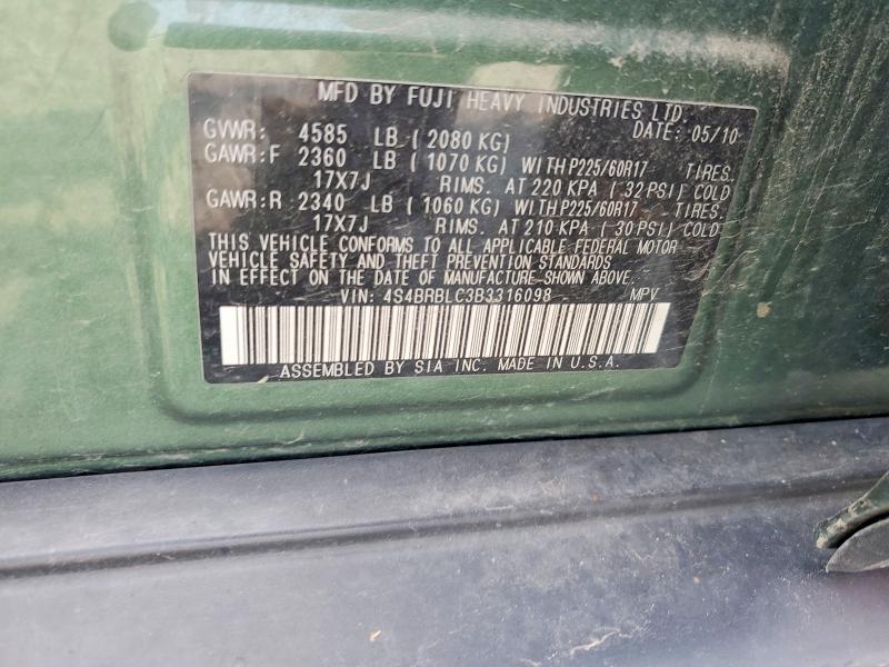 Aukcja sprzedaży 2011 Subaru Outback, vin: 4S4BRBLC3B3316098, numer aukcji: 61896716