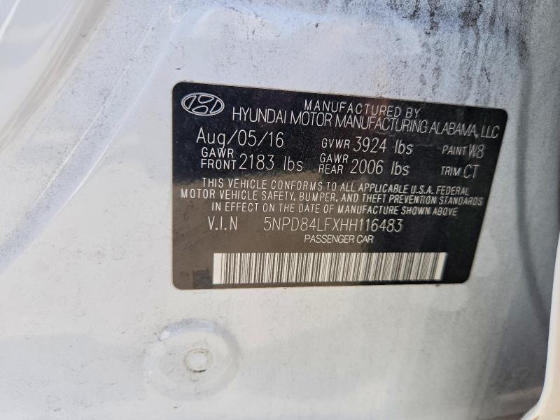 2017 Hyundai Elantra მანქანა იყიდება აუქციონზე, vin: 5NPD84LFXHH116483, აუქციონის ნომერი: 63207656