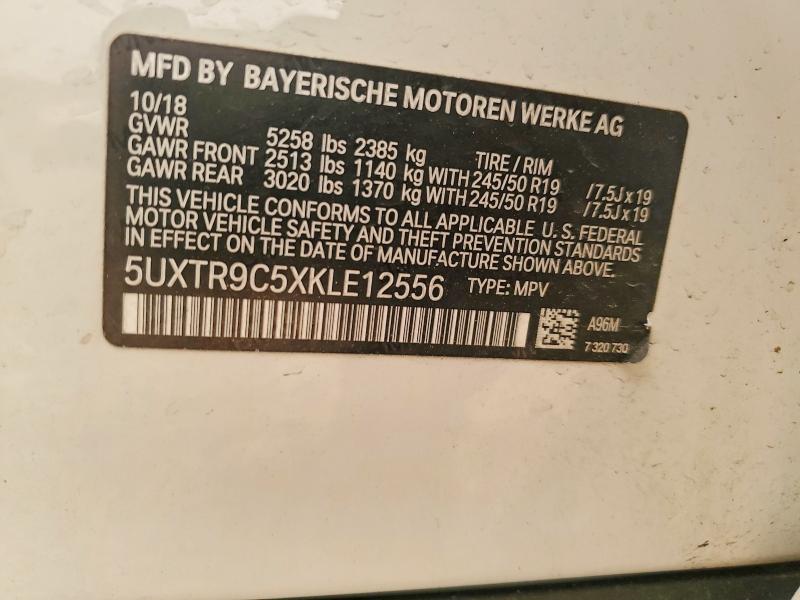 Aukcja sprzedaży 2019 Bmw X3, vin: 5UXTR9C5XKLE12556, numer aukcji: 60998386