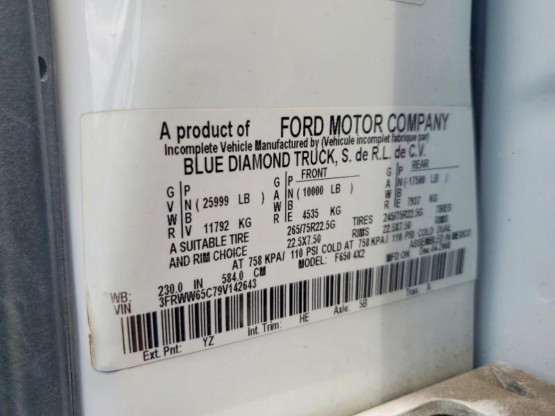 59155016 :رقم المزاد ، 3FRWW65C79V142643 vin ، 2009 Ford F650 مزاد بيع