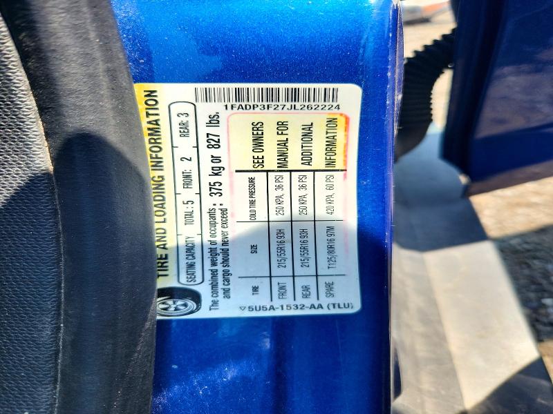 61745386 :رقم المزاد ، 1FADP3F27JL262224 vin ، 2018 Ford Focus مزاد بيع