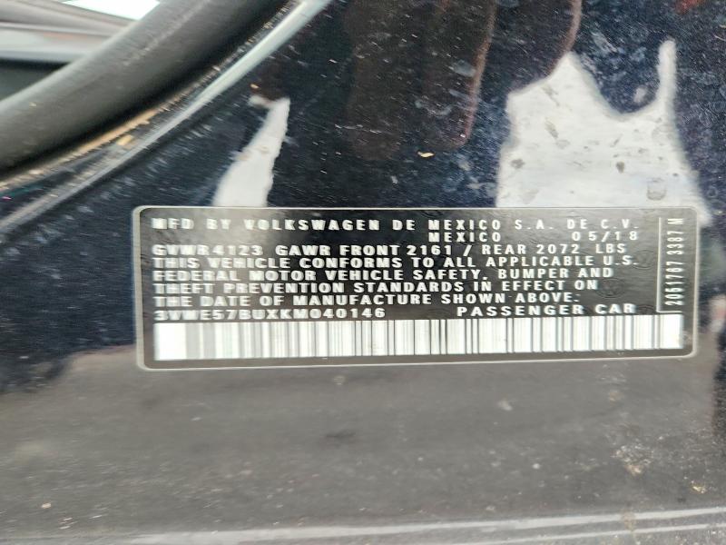 60740336 :رقم المزاد ، 3VWE57BUXKM040146 vin ، 2019 Volkswagen Jetta مزاد بيع