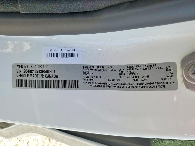 Продажа на аукционе авто 2025 Chrysler Pacifica, vin: 2C4RC1S70SR500201, номер лота: 59799186