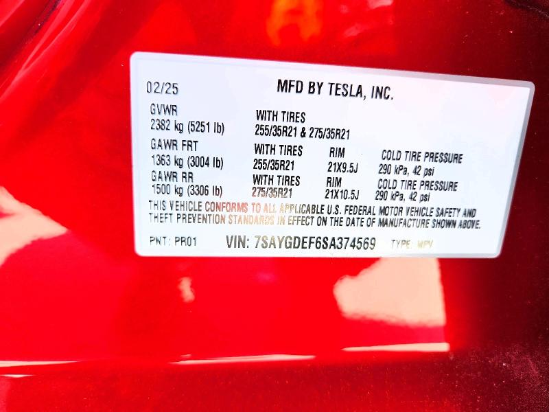 Aukcja sprzedaży 2025 Tesla Model Y, vin: 7SAYGDEF6SA374569, numer aukcji: 59742106