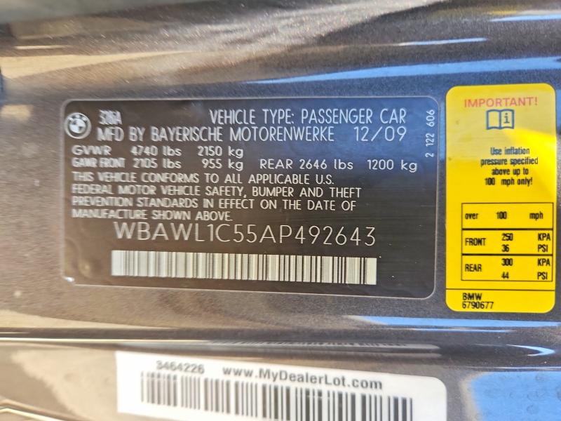 Aukcja sprzedaży 2010 Bmw 328, vin: WBAWL1C55AP492643, numer aukcji: 63028536