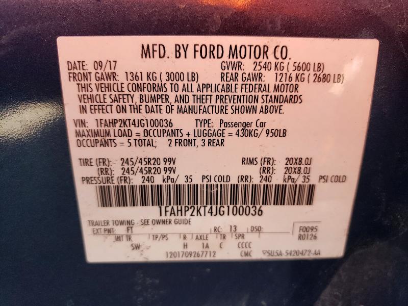 Продаж на аукціоні авто 2018 Ford Taurus, vin: 1FAHP2KT4JG100036, номер лоту: 60255926