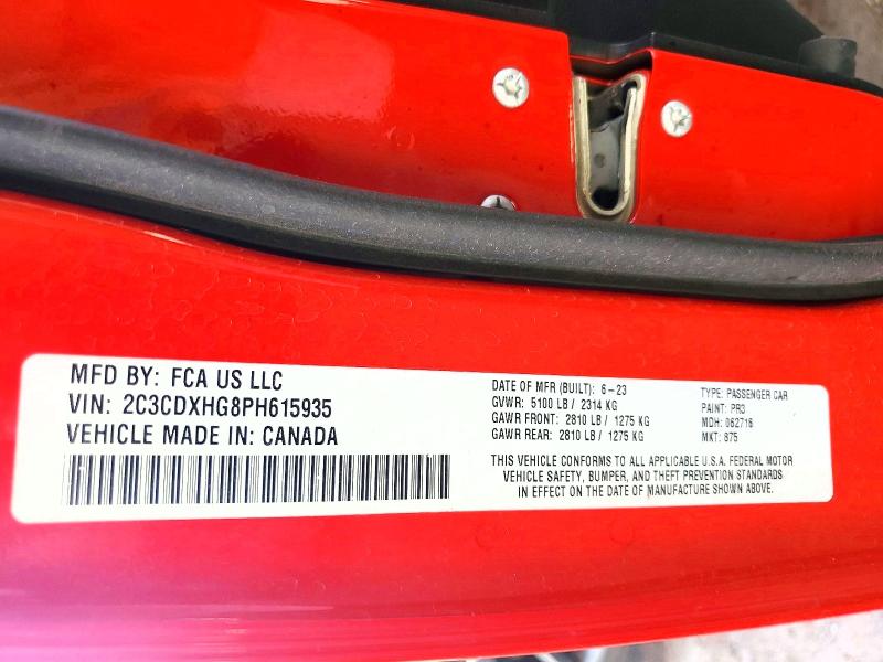 62991566 :رقم المزاد ، 2C3CDXHG8PH615935 vin ، 2023 Dodge Charger مزاد بيع