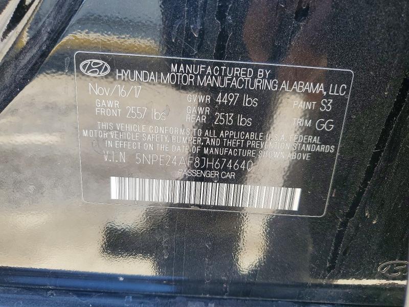 Aukcja sprzedaży 2018 Hyundai Sonata, vin: 5NPE24AF8JH674640, numer aukcji: 57576356