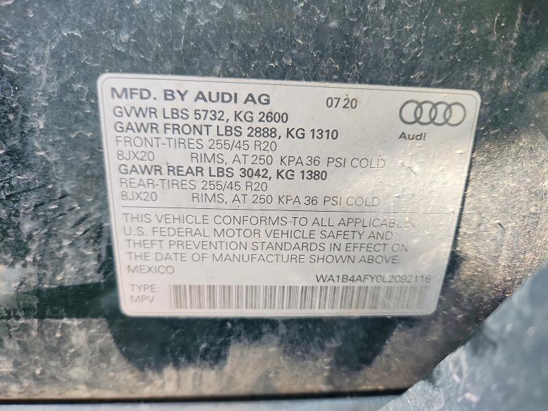 60516686 :رقم المزاد ، WA1B4AFY0L2092116 vin ، 2020 Audi Sq5 مزاد بيع