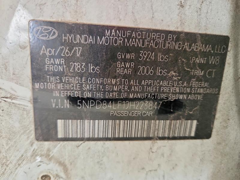 2018 Hyundai Elantra მანქანა იყიდება აუქციონზე, vin: 5NPD84LF1JH223847, აუქციონის ნომერი: 62679936