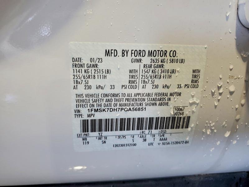 58949416 :رقم المزاد ، 1FMSK7DH7PGA56851 vin ، 2023 Ford Explorer مزاد بيع