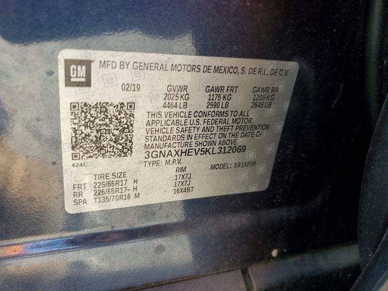 Aukcja sprzedaży 2019 Chevrolet Equinox, vin: 3GNAXHEV5KL312069, numer aukcji: 61713966