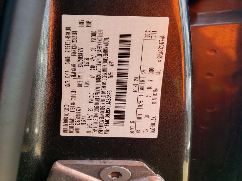 Auction sale of the 2018 Ford Escape, vin: 1FMCU9J9XJUA80593, lot number: 60115996