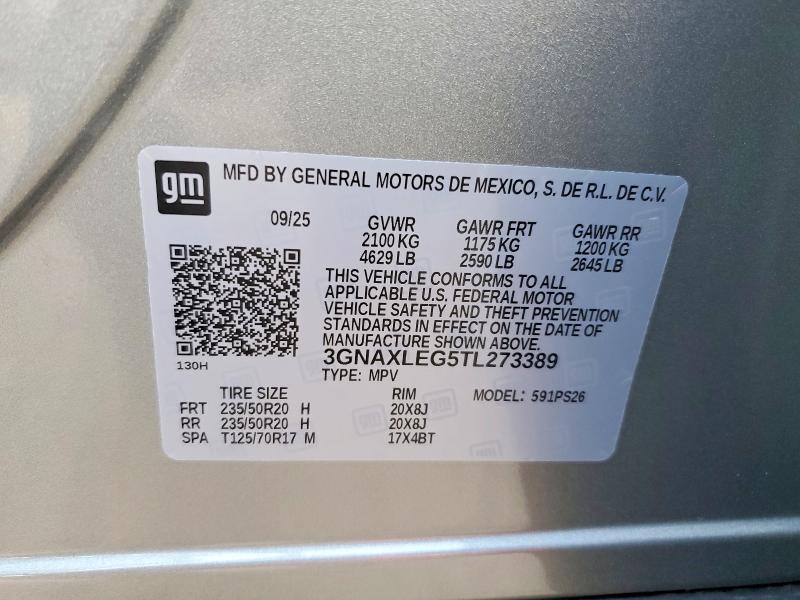 Aukcja sprzedaży 2026 Chevrolet Equinox, vin: 3GNAXLEG5TL273389, numer aukcji: 60203746