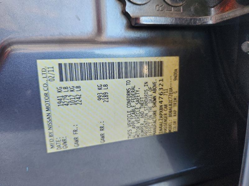 Продаж на аукціоні авто 2011 Nissan Altima, vin: 1N4AL2APXBN476321, номер лоту: 61874386