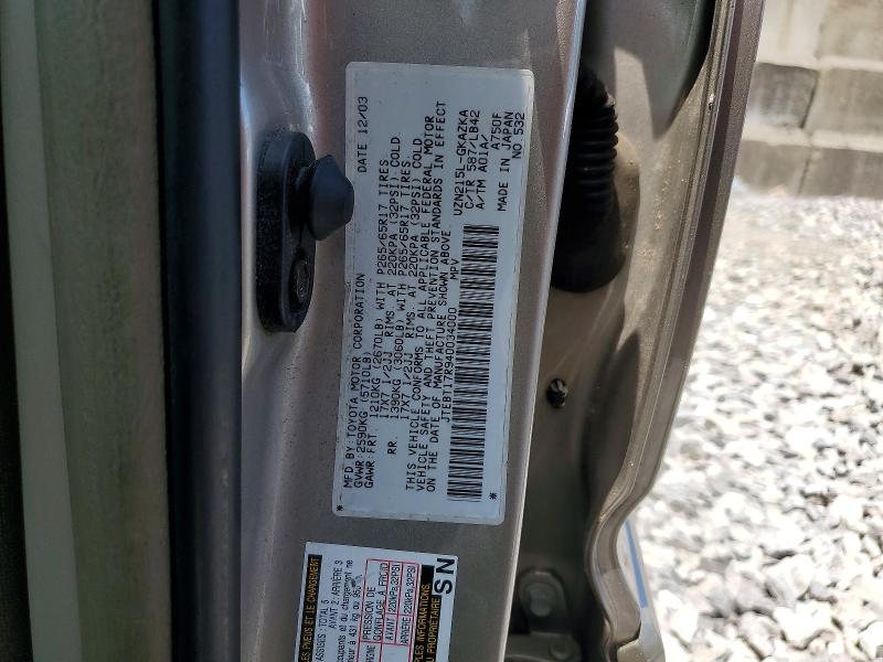 2004 Toyota 4runner მანქანა იყიდება აუქციონზე, vin: JTEBT17R940034000, აუქციონის ნომერი: 61590456
