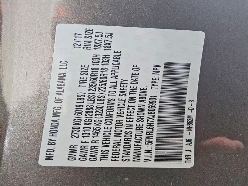 Продаж на аукціоні авто 2018 Honda Odyssey, vin: 5FNRL6H7XJB069901, номер лоту: 61132076