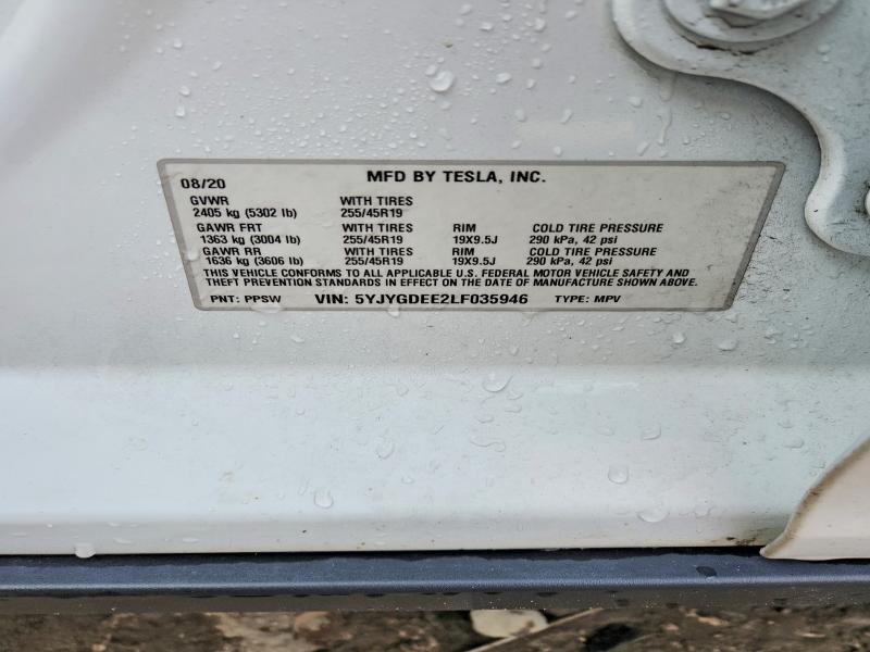 Продажа на аукционе авто 2020 Tesla Model Y, vin: 5YJYGDEE2LF035946, номер лота: 60412386