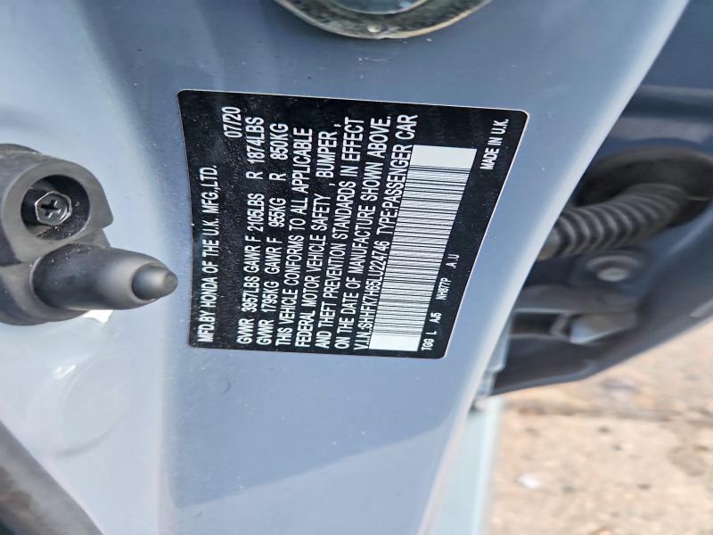 62243536 :رقم المزاد ، SHHFK7H65LU224746 vin ، 2020 Honda Civic مزاد بيع